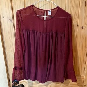 Old Navy Burgundy Sheer Blouse
